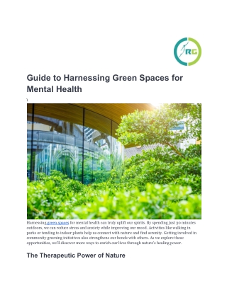 Guide to Harnessing Green Spaces for Mental Health (1)