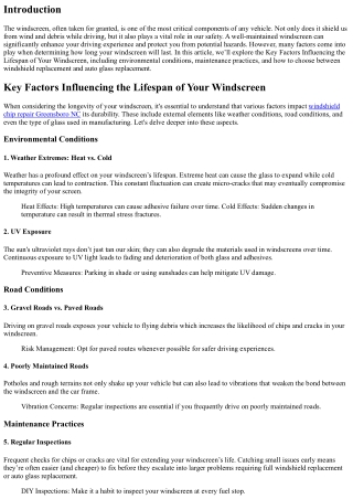 Key Factors Influencing the Lifespan of Your Windscreen