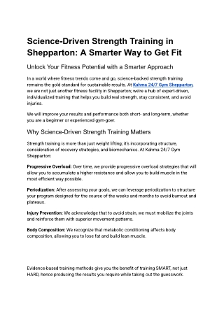 science driven strength training in shepparton