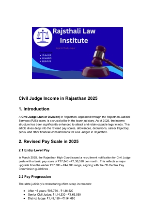 civil judge income in Rajasthan 2025