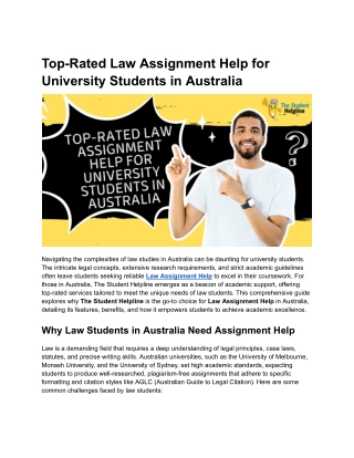 Top-Rated Law Assignment Help for University Students in Australia