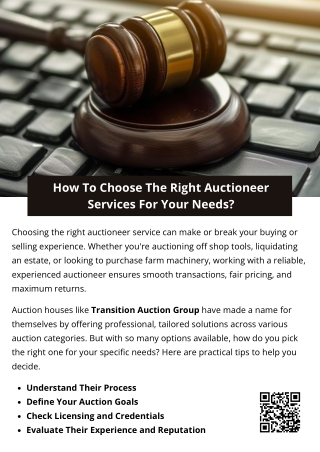 How To Choose The Right Auctioneer Services For Your Needs?