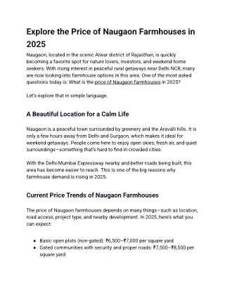 Explore the Price of Naugaon Farmhouses in 2025