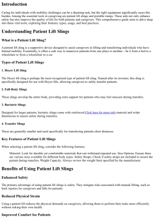 **A Guide to Patient Lift Slings and Portable Ramps: Ensuring Safety and Ease fo