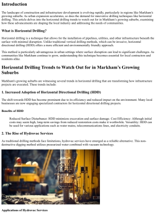 Horizontal Drilling Trends to Watch Out for in Markham’s Growing Suburbs