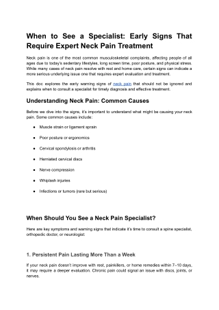 When to See a Specialist_ Early Signs That Require Expert Neck Pain Treatment