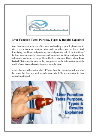 Liver Function Tests Purpose, Types and Results Explained