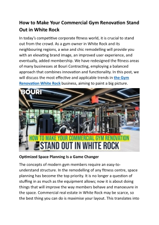 How to Make Your Commercial Gym Renovation Stand Out in White Rock