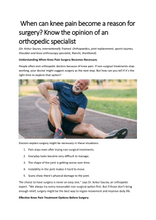 When can knee pain become a reason for surgery