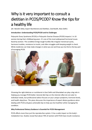 Why is it very important to consult a dietitian in PCOS
