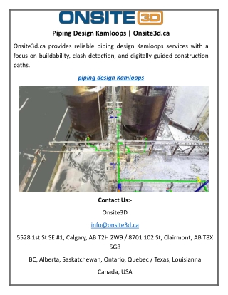 Piping Design Kamloops Onsite3d.ca