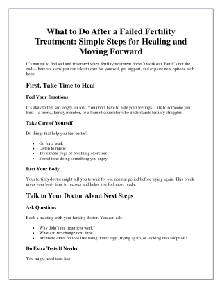 After a Failed Fertility Treatment: Simple Steps for Healing and Moving Forward