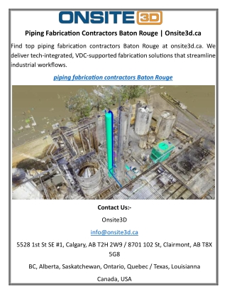 Piping Fabrication Contractors Baton Rouge Onsite3d.ca