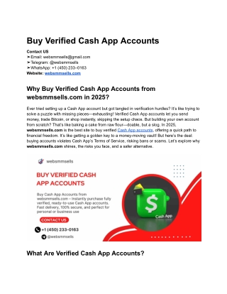 Best Site To Buy Verified Cash App Accounts in 2025