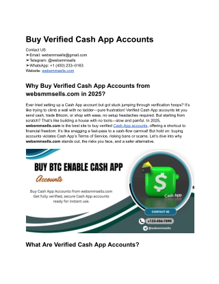 Top Reted Site To Buy Verified Cash App Accounts in 2025