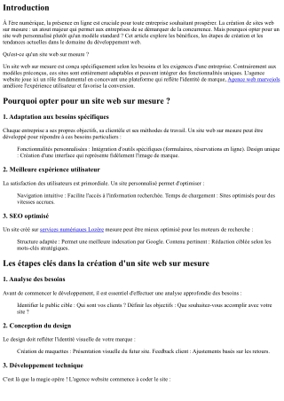 La création de sites web sur mesure : un atout majeur