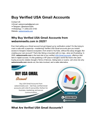 Buy Verified USA Gmail Accounts