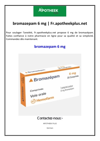bromazepam 6 mg | Fr.apotheekplus.net