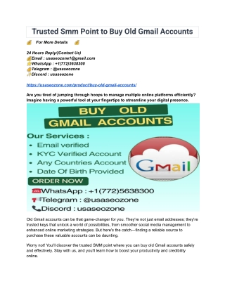 Trusted Smm Point to Buy Old Gmail Accounts