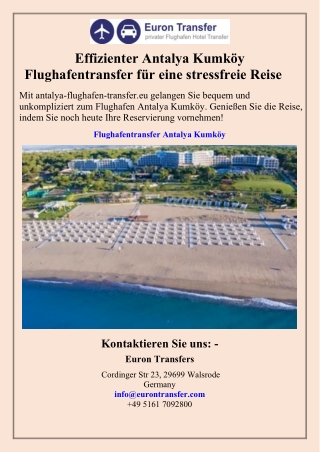 Effizienter Antalya Kumköy Flughafentransfer für eine stressfreie Reise