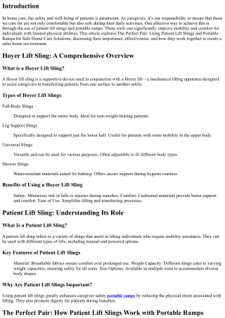 **The Perfect Pair: Using Patient Lift Slings and Portable Ramps for Safe Home C