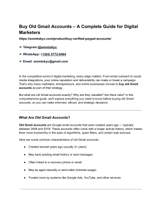 Buy Old Gmail Accounts – A Complete Guide for Digital Marketers