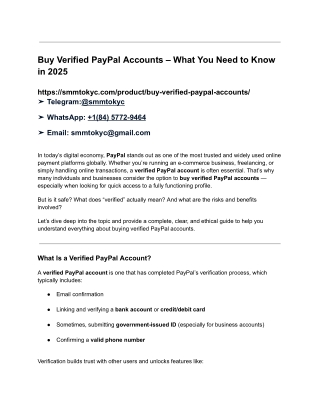 Buy Verified PayPal Accounts – What You Need to Know in 2025