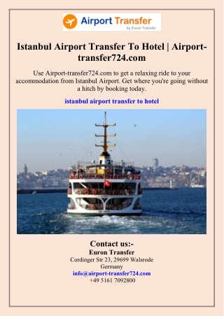 Istanbul Airport Transfer To Hotel  Airport-transfer724.com