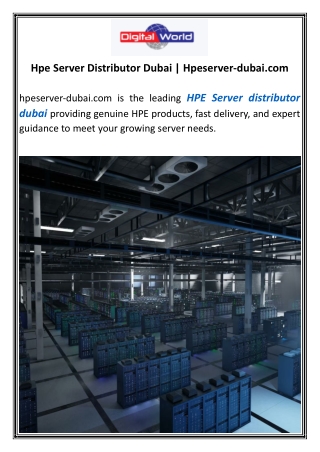 Hpe Server Distributor Dubai  Hpeserver-dubai