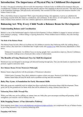 introduction the importance of physical play