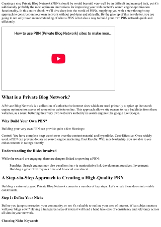 A Step-by way of-Step Approach to Creating a High-Quality PBN