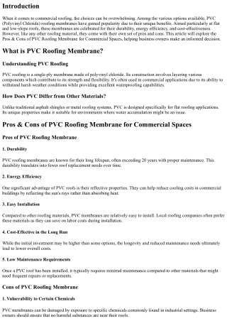 Pros & Cons of PVC Roofing Membrane for Commercial Spaces