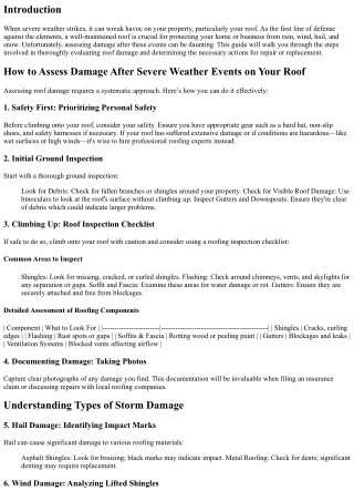 How to Assess Damage After Severe Weather Events on Your Roof