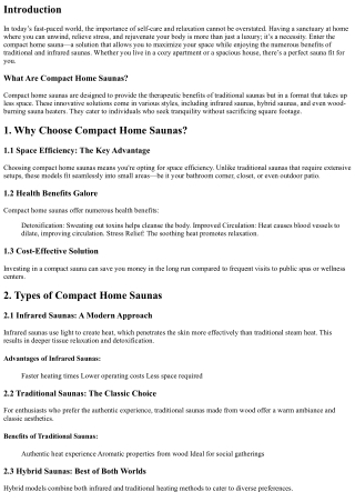 Maximize Your Space with Compact Home Saunas