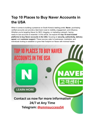 Top 10 Places to Buy Naver Accounts in the USA