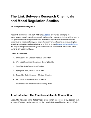 The Link Between Research Chemicals and Mood Regulation Studies