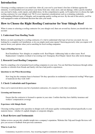 How to Choose the Right Roofing Contractor for Your Shingle Roof