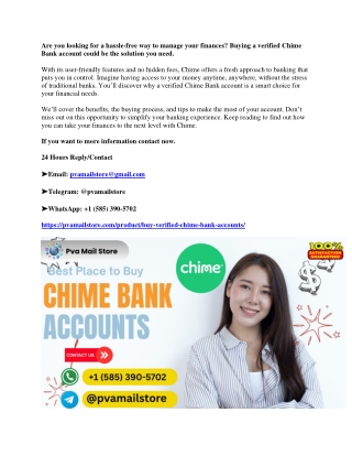 Buy Verified Chime Bank Accounts for Sale – Secure & Trusted Source