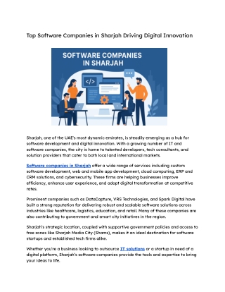 Top Software Companies in Sharjah Driving Digital Innovation