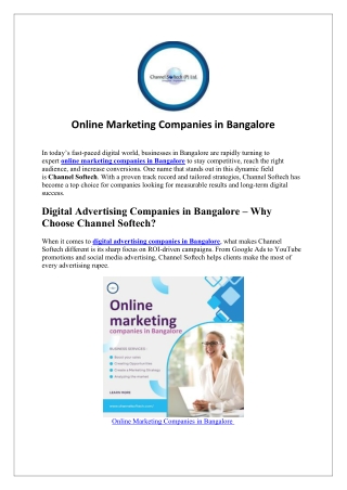 Online Marketing Companies in Bangalore