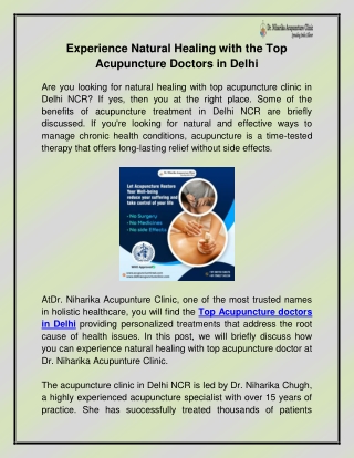 Top Acupuncture doctors in Delhi