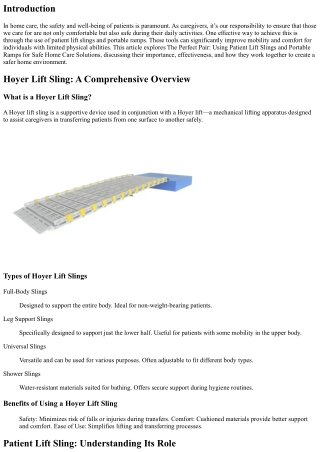 **The Perfect Pair: Using Patient Lift Slings and Portable Ramps for Safe Home C