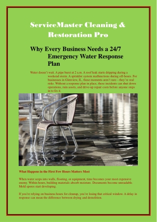 Why Every Business Needs a 24 7 Emergency Water Response Plan