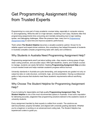 Get Programming Assignment Help from Trusted Experts