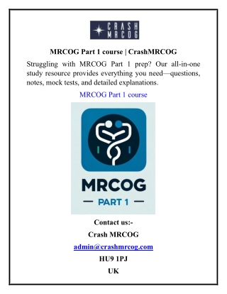 mrcog part 1 course crashmrcog