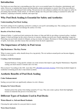 Why Pool Deck Sealing is Essential for Safety and Aesthetics