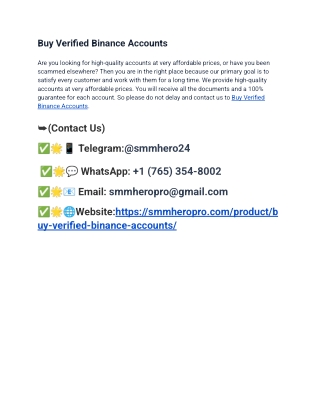 Buy Verified Binance Accounts