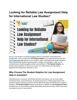 Looking for Reliable Law Assignment Help for International Law Studies