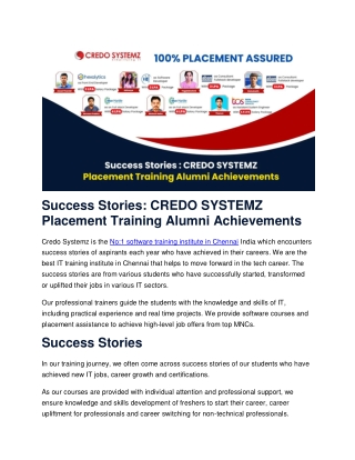 success stories credo systemz placement training