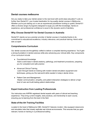 dental courses melbourne